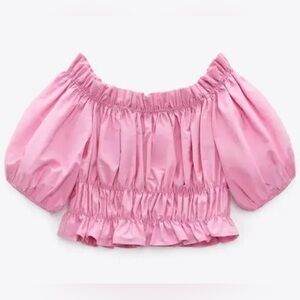Zara Pink Ruffled Crop Top